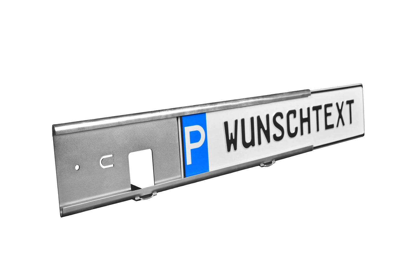 Bodenhalterung mit eingeschobenem Parkplatzschild
