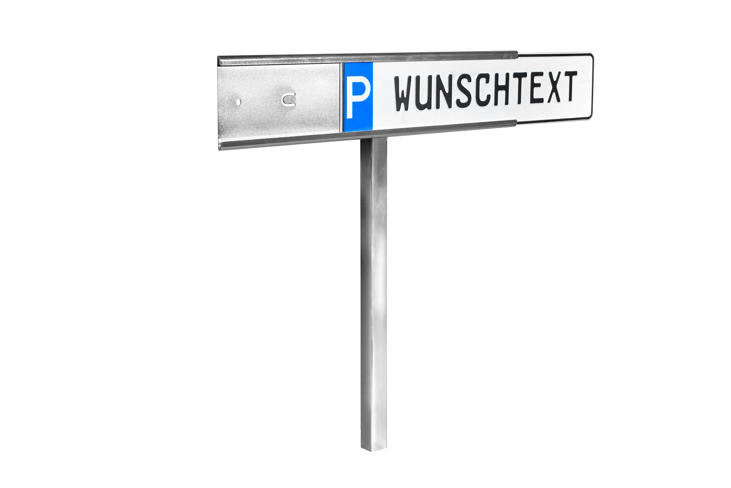 Einschlagpfosten mit eingeschobenen Parkplatzschild