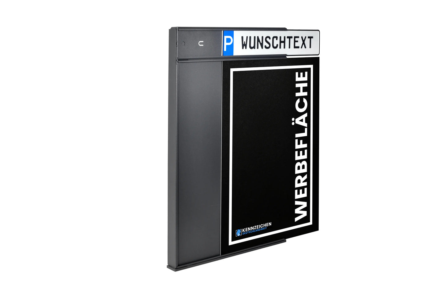 Parkplatzschildhalterung mit Werbefläche