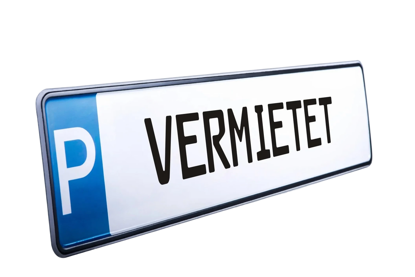Parkplatz-Kennzeichen mit Aufschrift VERMIETET