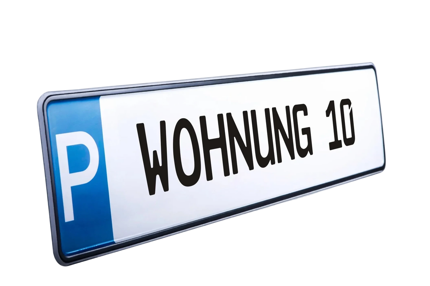 Parkplatz-Kennzeichen mit Aufschrift WOHNUNG 10